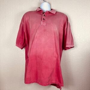 Vtg‎ Sundance x True Grit Mens Polo Shirt XXL Salmon Pink 100% Cotton Thrashed